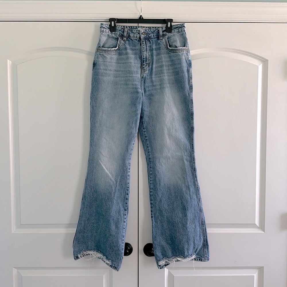 FREE PEOPLE High Rise Ripped Hem Jeans